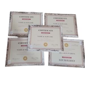 Picture Frame Set of 5 Distressed White, Diploma Frame, 8.5in x 11in.